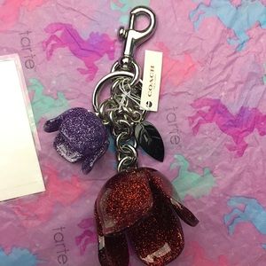 Coach Glitter Resin Flower Keychain